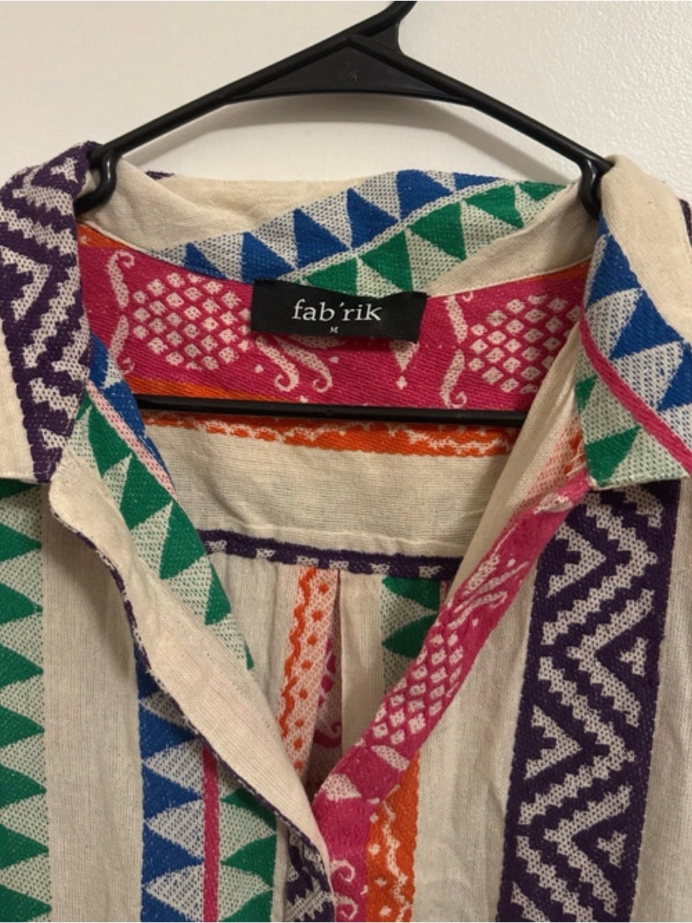 fab'rik Cream Multicolor Geometric Stripe Shirt